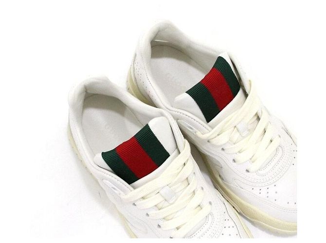 Gucci Sneakers Re-Web in pelle bianca da donna - vista 6
