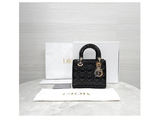 Dior Small Lady Bag Black Patent Nero - vista 8