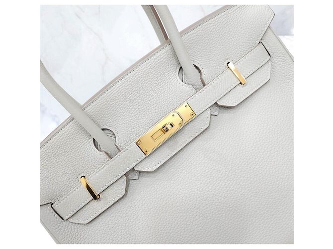 Hermès Birkin Togo Pearlgris Gold Hardware Stamp Bianco - vista 5