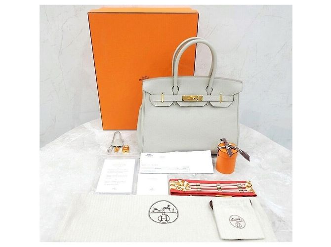 Hermès Birkin Togo Pearlgris Gold Hardware Stamp Bianco - vista 9