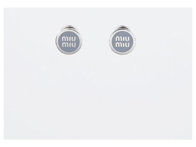 Miu Miu Orecchini rotondi Logo Blu - vista 2