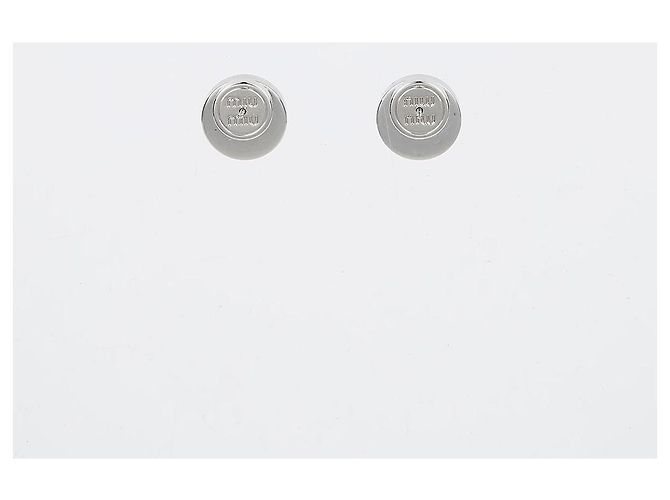 Miu Miu Orecchini rotondi Logo Blu - vista 3