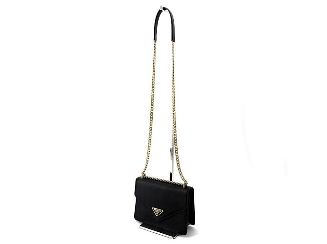 Prada Borsa a tracolla a busta con catena in Saffiano Nero - vista 2