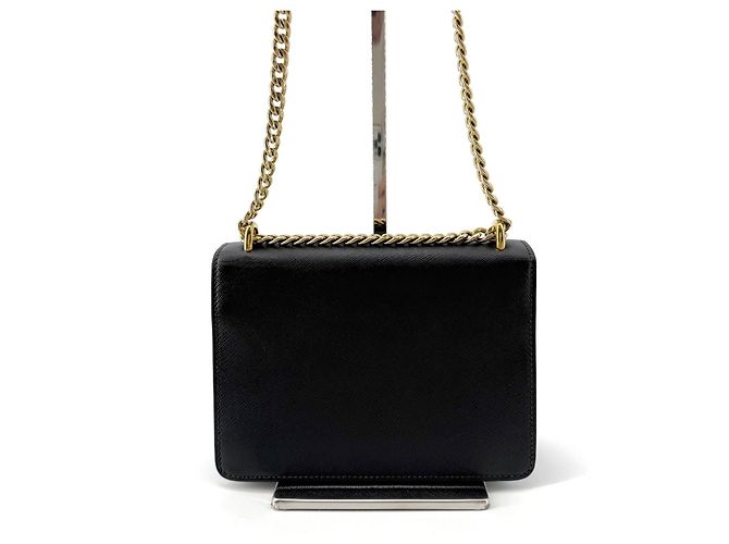 Prada Borsa a tracolla a busta con catena in Saffiano Nero - vista 4