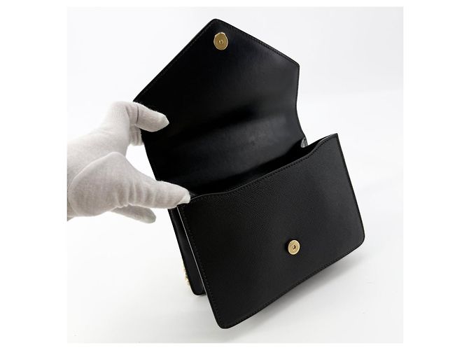 Prada Borsa a tracolla a busta con catena in Saffiano Nero - vista 8