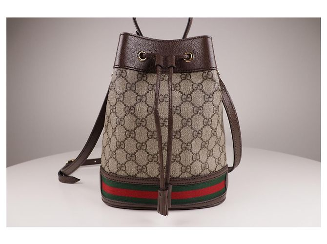 Gucci Borsa Bucket Small Ophidia GG Marrone - vista 2