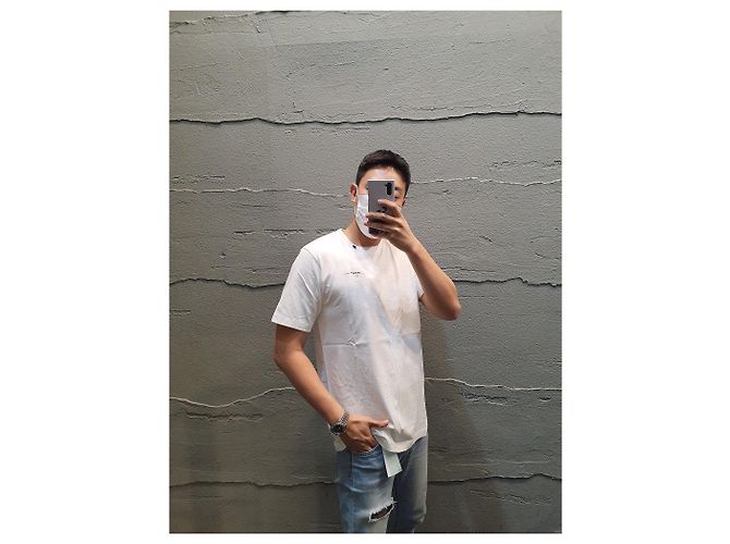 Off White Herren kurzärmelig bestickt weiß Silber - Ansicht 3