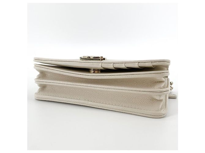 Chanel Mini Borsa a Tracolla WOC Chevron Caviar Gold Bianco - vista 6