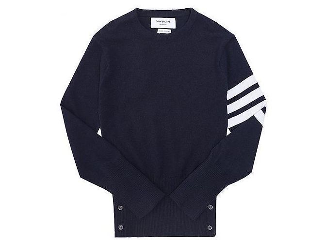 Thom Browne Four Bar Stripe Cashmere Navy Negro - vista 3