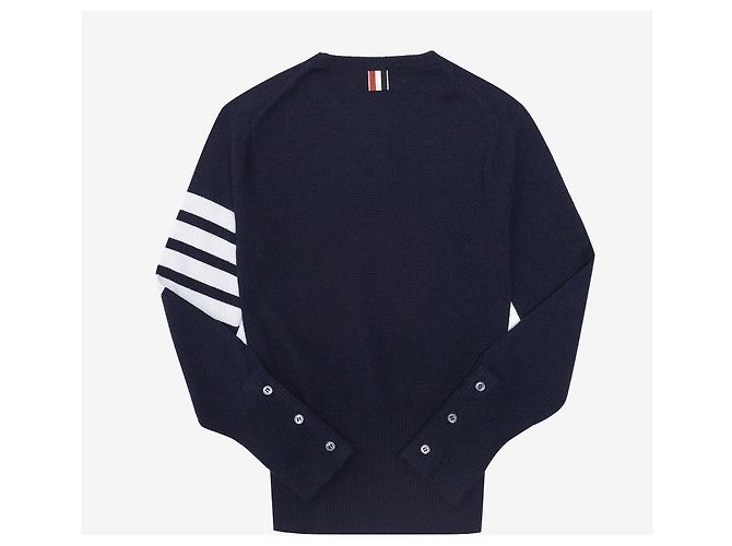 Thom Browne Four Bar Stripe Cashmere Navy Negro - vista 5