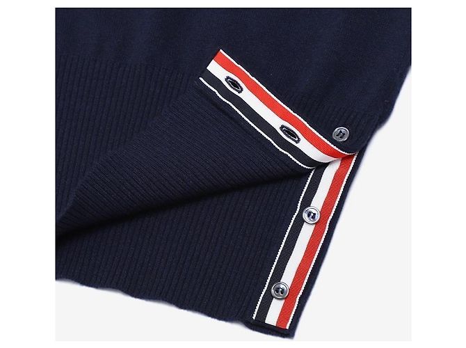Thom Browne Four Bar Stripe Cashmere Navy Negro - vista 8