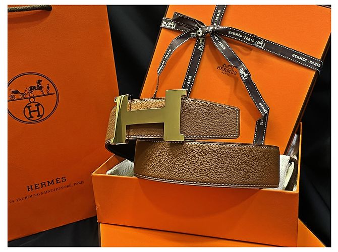 Hermès Classic Black Gold Outstitch Reversible Belt Large Gold Orange - Ansicht 2