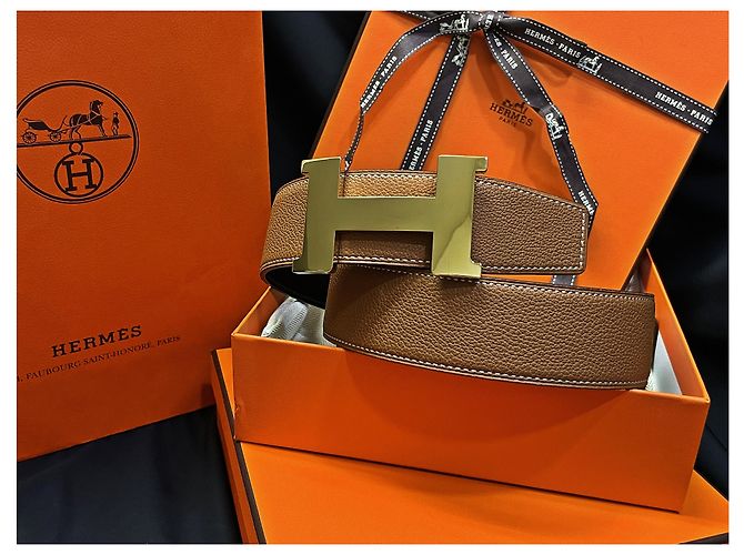 Hermès Classic Black Gold Outstitch Reversible Belt Large Gold Orange - Ansicht 4