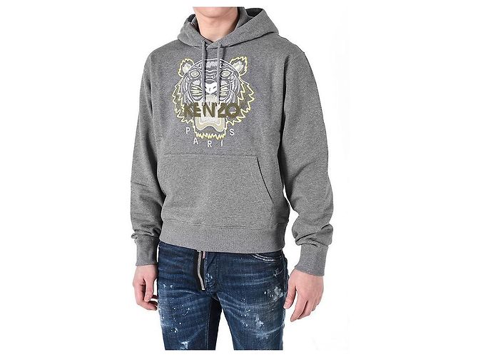 Kenzo Grauer Hoodie mit besticktem Tiger-Logo Braun - Ansicht 12