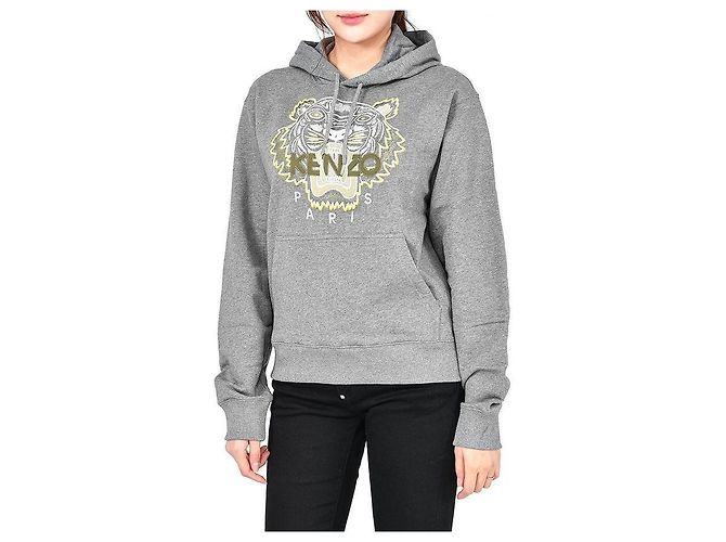 Kenzo Grauer Hoodie mit besticktem Tiger-Logo Braun - Ansicht 13