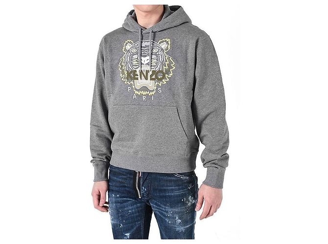 Kenzo Grauer Hoodie mit besticktem Tiger-Logo Braun - Ansicht 3