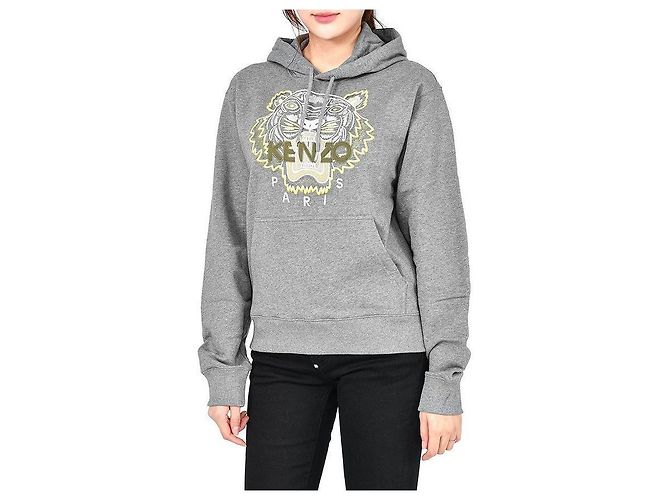 Kenzo Grauer Hoodie mit besticktem Tiger-Logo Braun - Ansicht 4