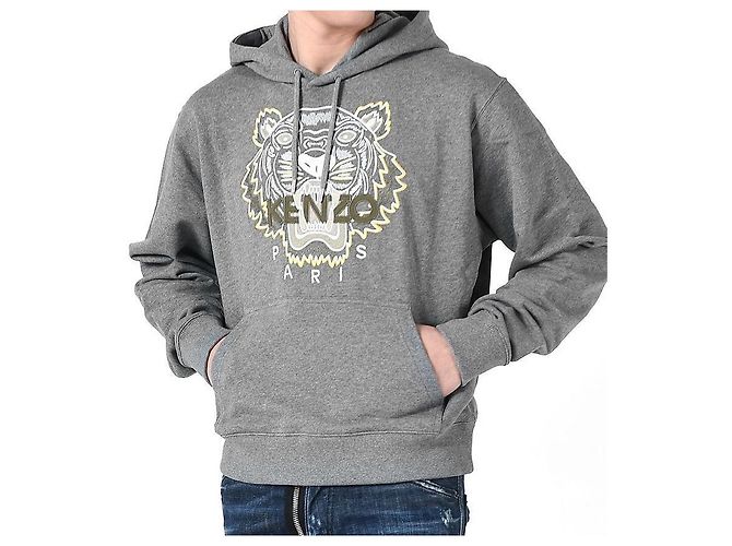 Kenzo Grauer Hoodie mit besticktem Tiger-Logo Braun - Ansicht 6