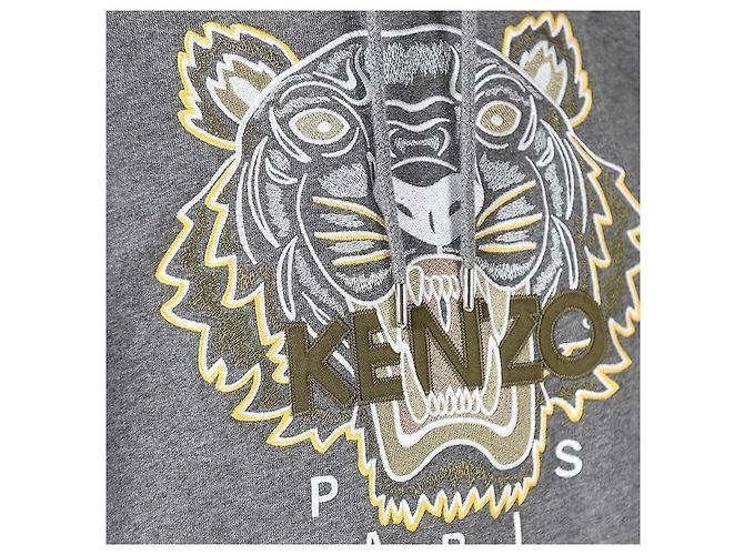 Kenzo Grauer Hoodie mit besticktem Tiger-Logo Braun - Ansicht 7