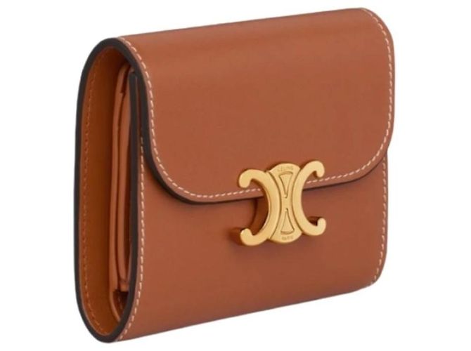 Céline Cartera con solapa de piel de cordero lisa Castaño - vista 6