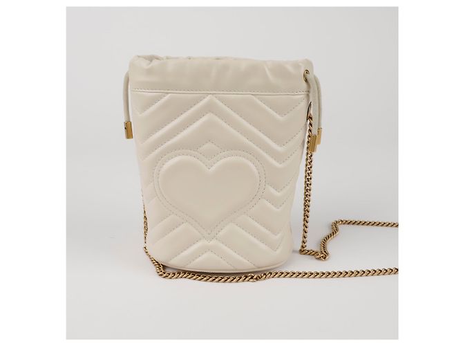 Gucci Mini Borsa a Secchiello GG Marmont a tracolla Bianco - vista 4