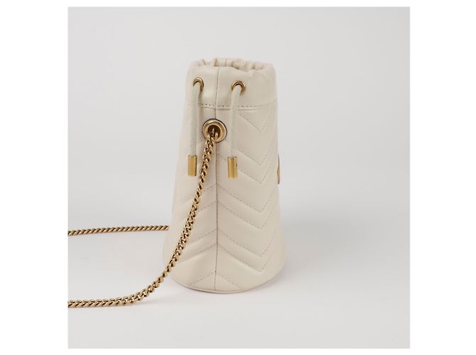Gucci Mini Borsa a Secchiello GG Marmont a tracolla Bianco - vista 5