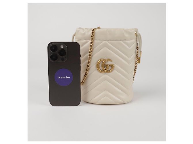 Gucci Mini Borsa a Secchiello GG Marmont a tracolla Bianco - vista 7