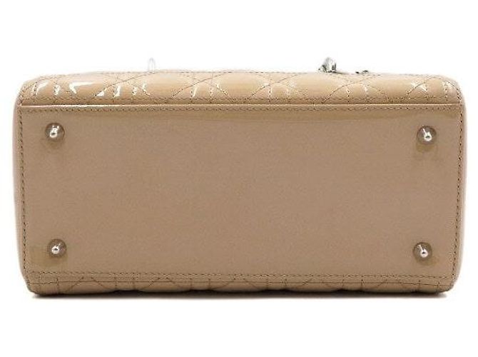 Dior Mittlere Cannage Tote Bag aus beigem Lackleder Braun - Ansicht 6