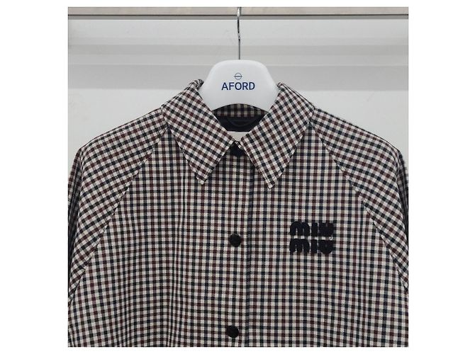 Miu Miu Gingham Check Bomber Jacket - view 5