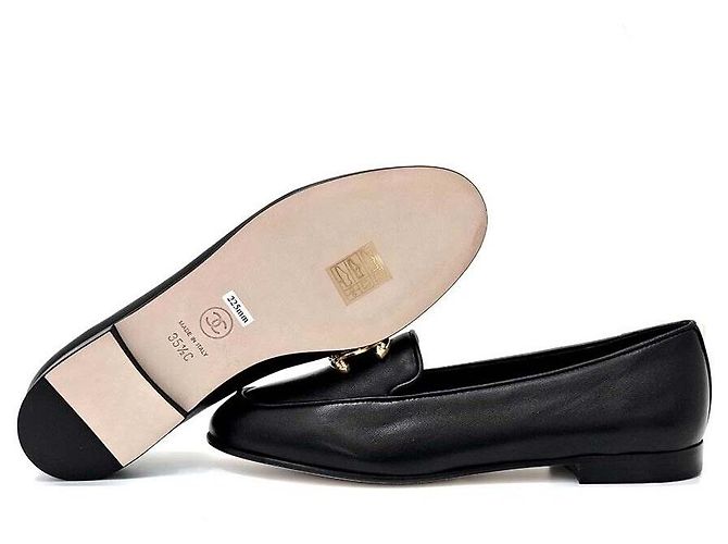 Chanel Mocassini in pelle di agnello con logo Nero - vista 4
