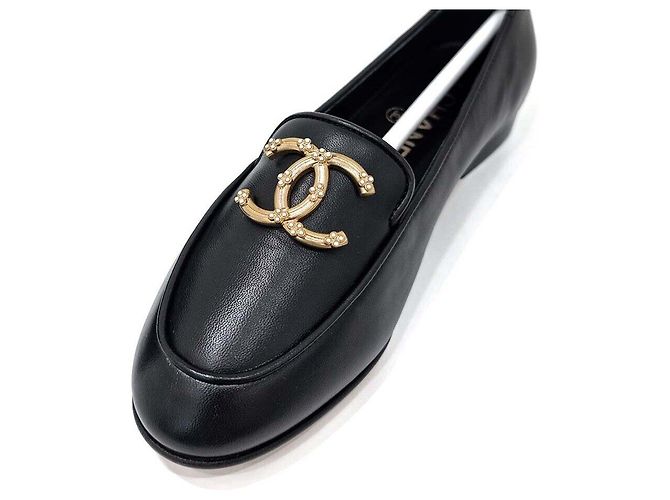 Chanel Mocassini in pelle di agnello con logo Nero - vista 5