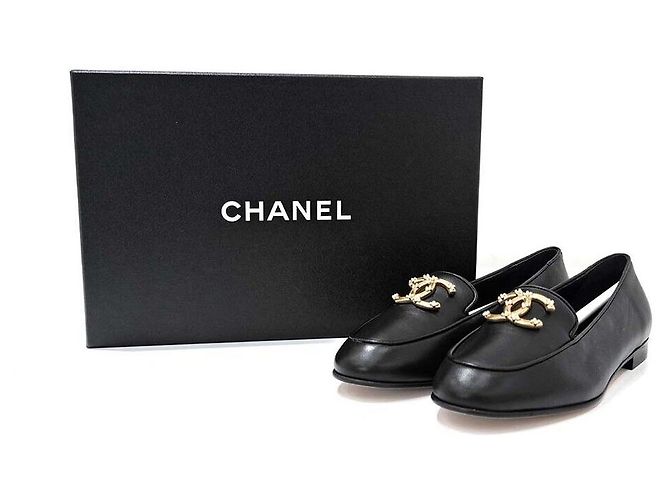 Chanel Mocassini in pelle di agnello con logo Nero - vista 6