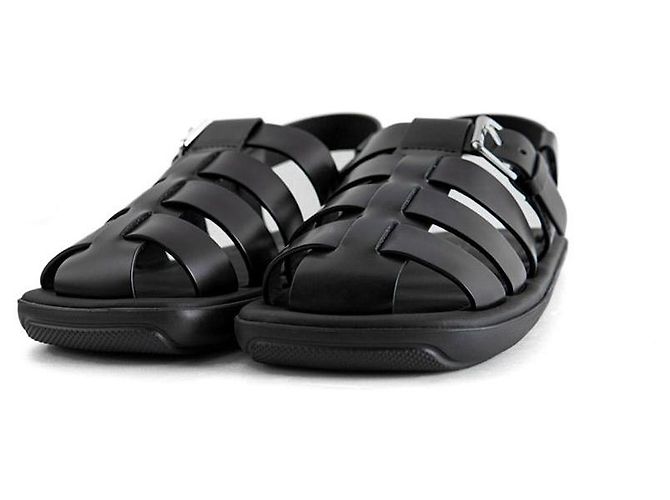 Prada Sandali in pelle spazzolata Nero - vista 3