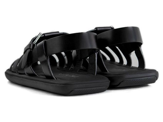Prada Sandali in pelle spazzolata Nero - vista 4