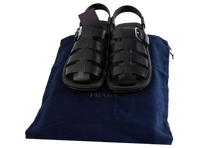 Prada Sandali in pelle spazzolata Nero - vista 7