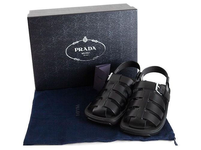 Prada Sandali in pelle spazzolata Nero - vista 8