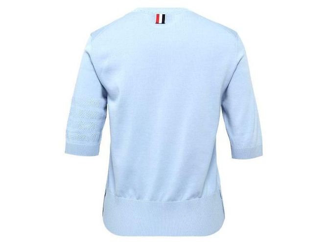 Thom Browne Jersey Pointelle T-Shirt Blau - Ansicht 4