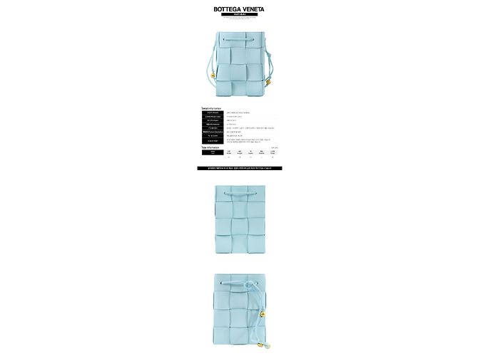 Bottega Veneta Borsa Bucket Cassette Perle Dorate Blu Pallido - vista 2