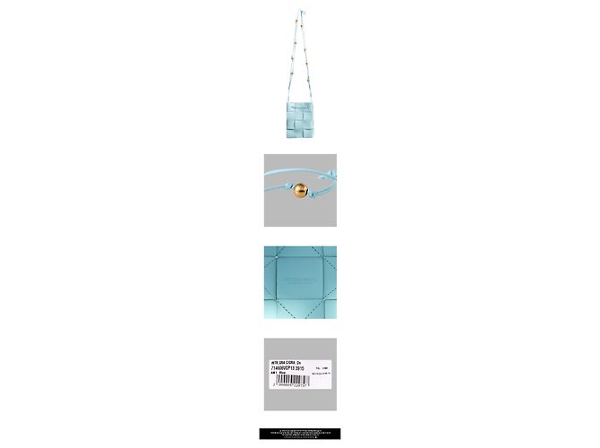 Bottega Veneta Borsa Bucket Cassette Perle Dorate Blu Pallido - vista 3
