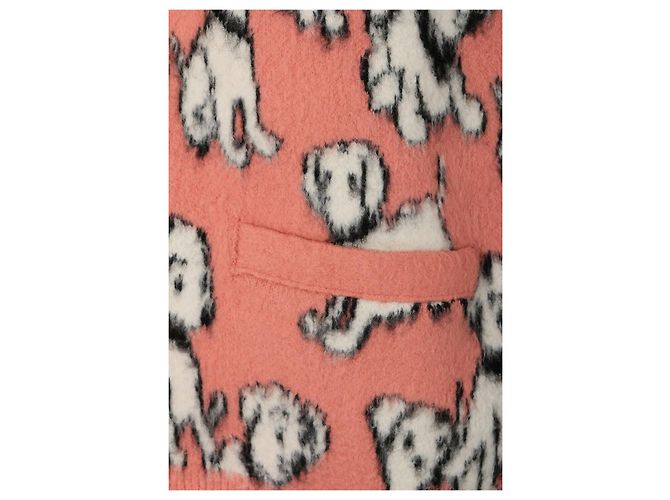 Céline Artist Jacquard gebürsteter Baumwoll-Wollcardigan Rosa Rot - Ansicht 4