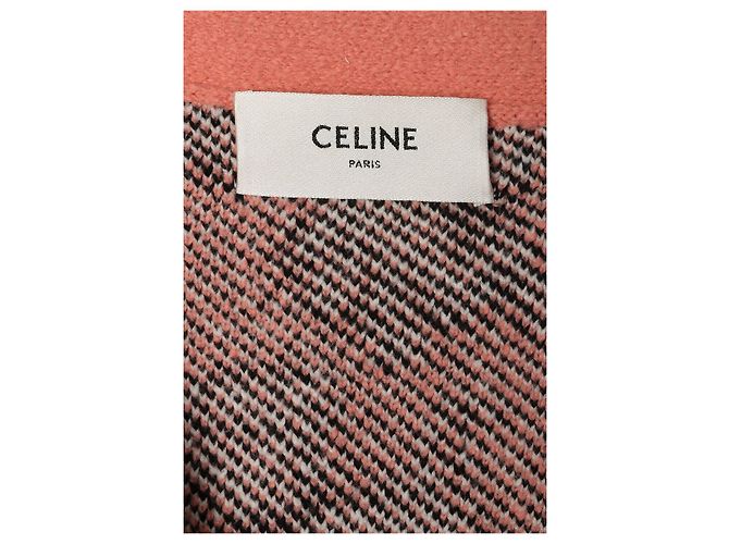 Céline Artist Jacquard gebürsteter Baumwoll-Wollcardigan Rosa Rot - Ansicht 6