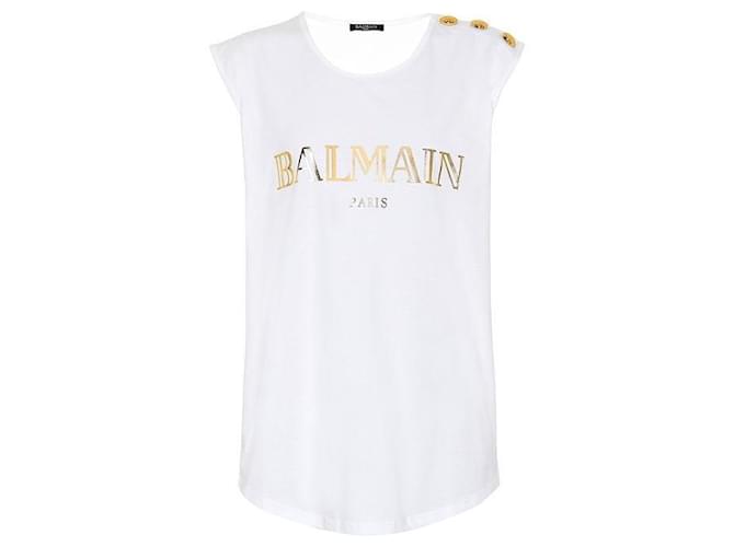 Balmain Top de algodón con logo estampado y botones Multicolor - vista 2