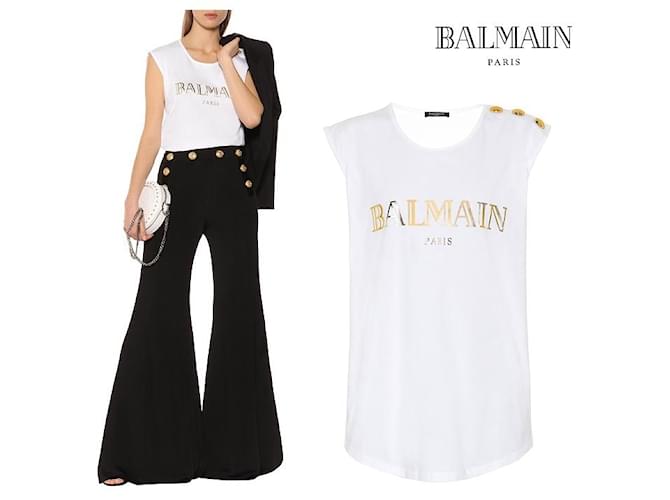 Balmain Top de algodón con logo estampado y botones Multicolor - vista 8