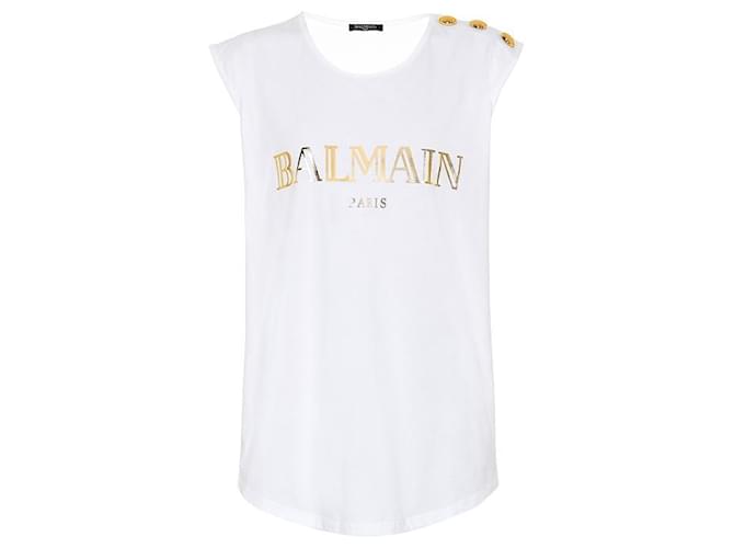 Balmain Top de algodón con logo estampado y botones Multicolor - vista 9
