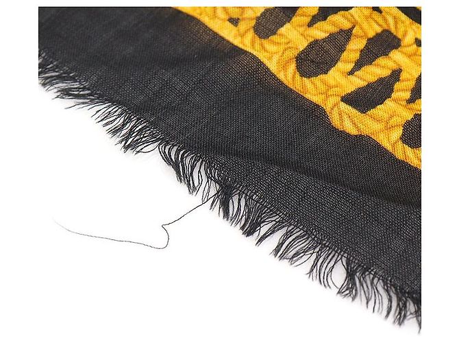 Dior Foulard quadrato in lana e seta con motivo floreale nero e giallo - vista 4