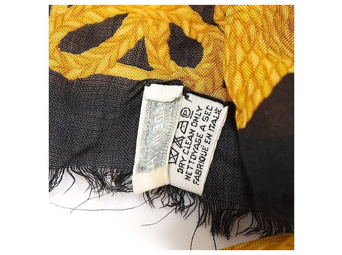 Dior Foulard quadrato in lana e seta con motivo floreale nero e giallo - vista 7