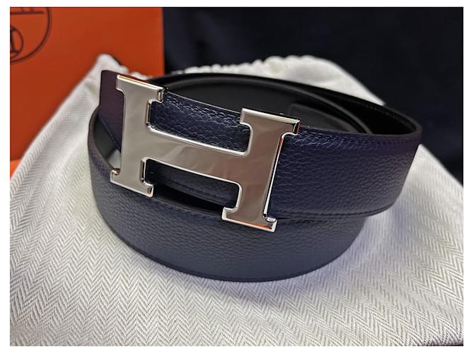 Hermès Cintura reversibile Classic Silver Nero Blu Multicolore - vista 3