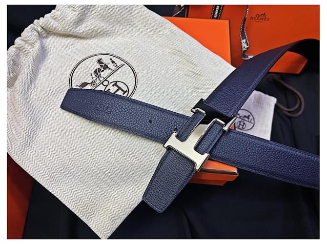 Hermès Cintura reversibile Classic Silver Nero Blu Multicolore - vista 6