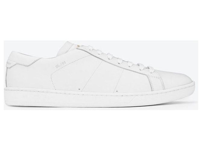 Saint Laurent Off White Leather Signature Coat Classic Silber - Ansicht 3