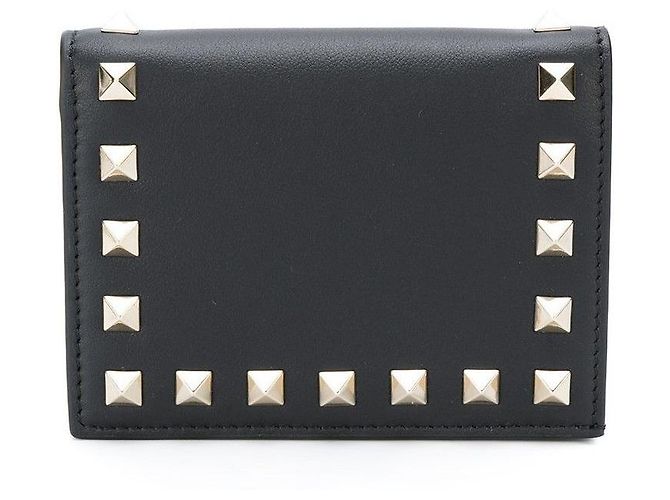 Valentino Cartera compacta de cuero francés Negro - vista 4